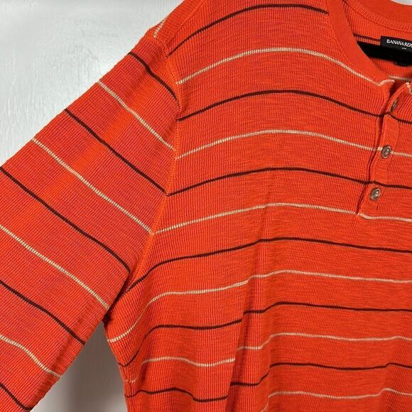 Banana Republic Cotton Orange Striped Long Sleeve Shirt Size XXL - Picture 2 of 11